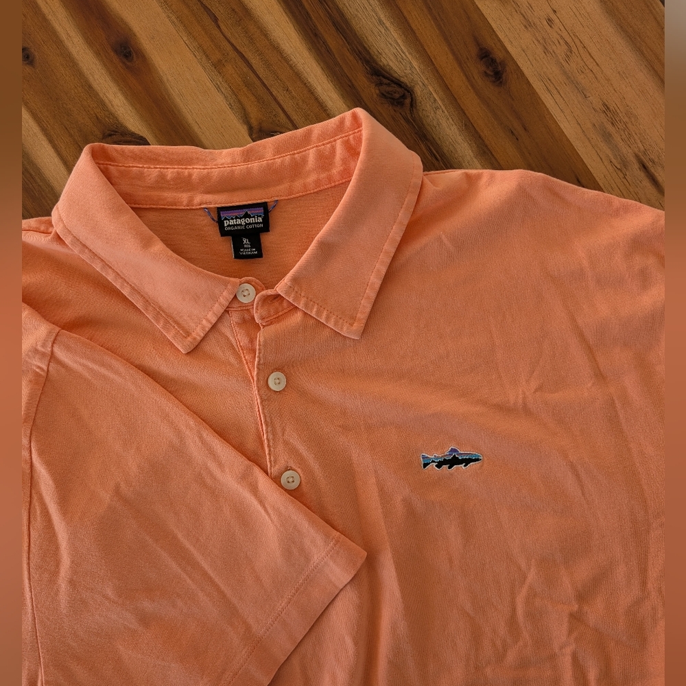 Patagonia Men's Organic Cotton Orange Polo Shirt
